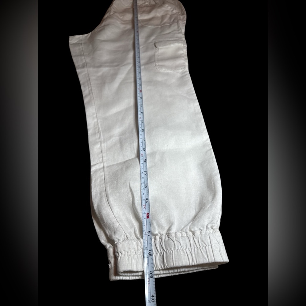 White Nicole Miller 100% Linen Cargo Jogger Pants - Picture 11 of 11